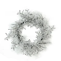 22" Clear Ice & Snowflakes Black Twigs Wreath
