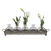 Hello Honey® Iron Tray with Glass Vases Set
