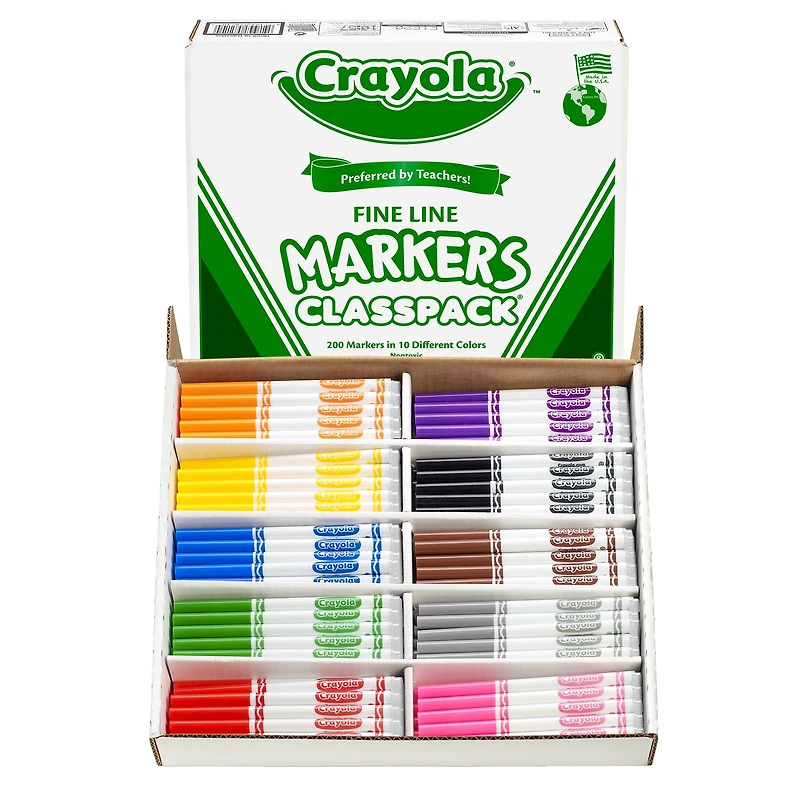 Crayola® Classpack® Fine Line Markers, Pack of 200