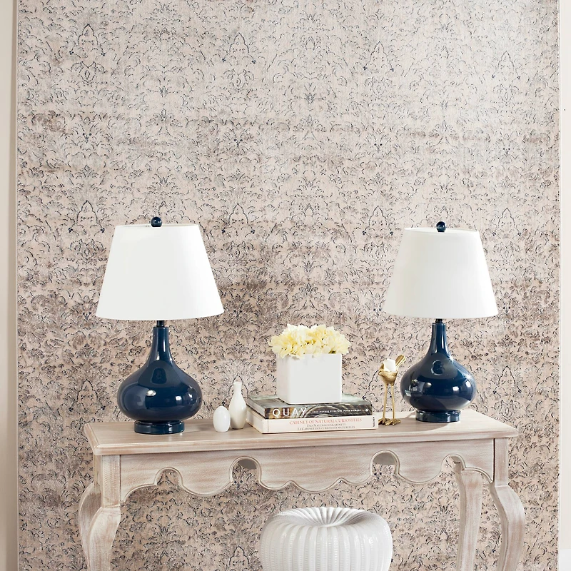 Amy Gourd Table Lamp Set in Navy