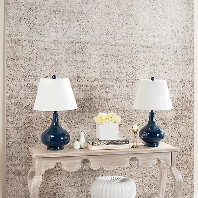 Amy Gourd Table Lamp Set in Navy