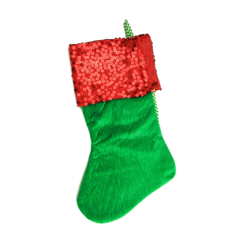 19" Chevron & Sequin Cuff Christmas Stocking