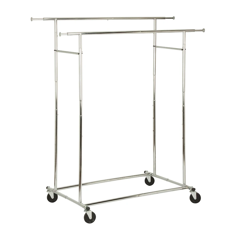 Honey Can Do 74.5" Chrome Collapsible Dual Bar Garment Rack