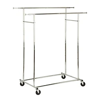 Honey Can Do 74.5" Chrome Collapsible Dual Bar Garment Rack