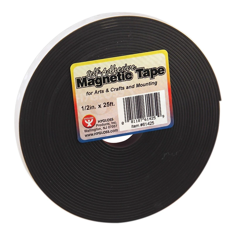 Hygloss Self-Adhesive Magnetic Strips, 0.5" x 300" Per Roll, 3 Rolls