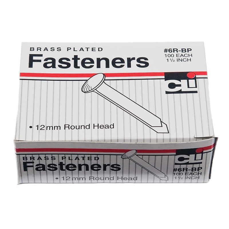 1.5" Brass Paper Fasteners, 5 Boxes of 100