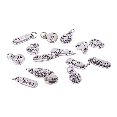 Rhodium-Colored Words Charm Set by Bead Landing™