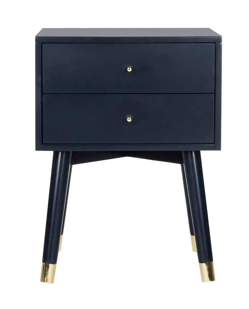 Lyla Retro Nightstand in Navy & Gold