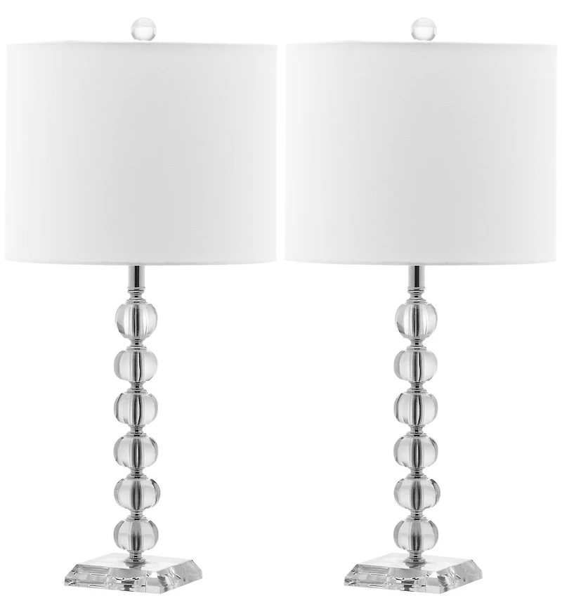 Victoria Crystal Ball Lamp Set in Clear & White