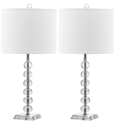 Victoria Crystal Ball Lamp Set in Clear & White