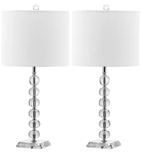 Victoria Crystal Ball Lamp Set in Clear & White