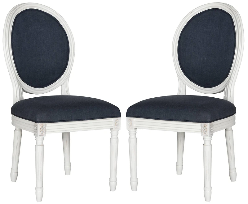Holloway Oval Side Chair Set of 2 in Navy & Cream