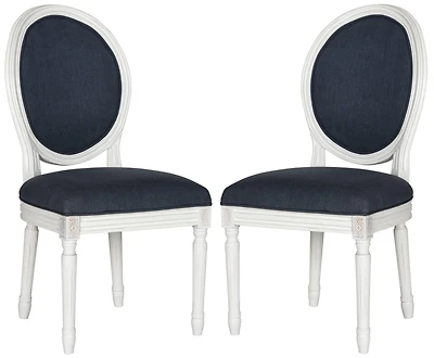 Holloway Oval Side Chair Set of 2 in Navy & Cream
