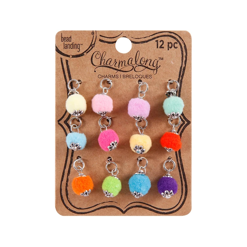 12 Packs: 12 ct. (144 total) Pom Pom Rhodium Charms by Bead Landing™