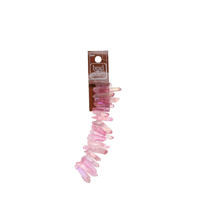 12 Pack: Light Pink Crystal Quartz Stick Beads by Bead Landing™
