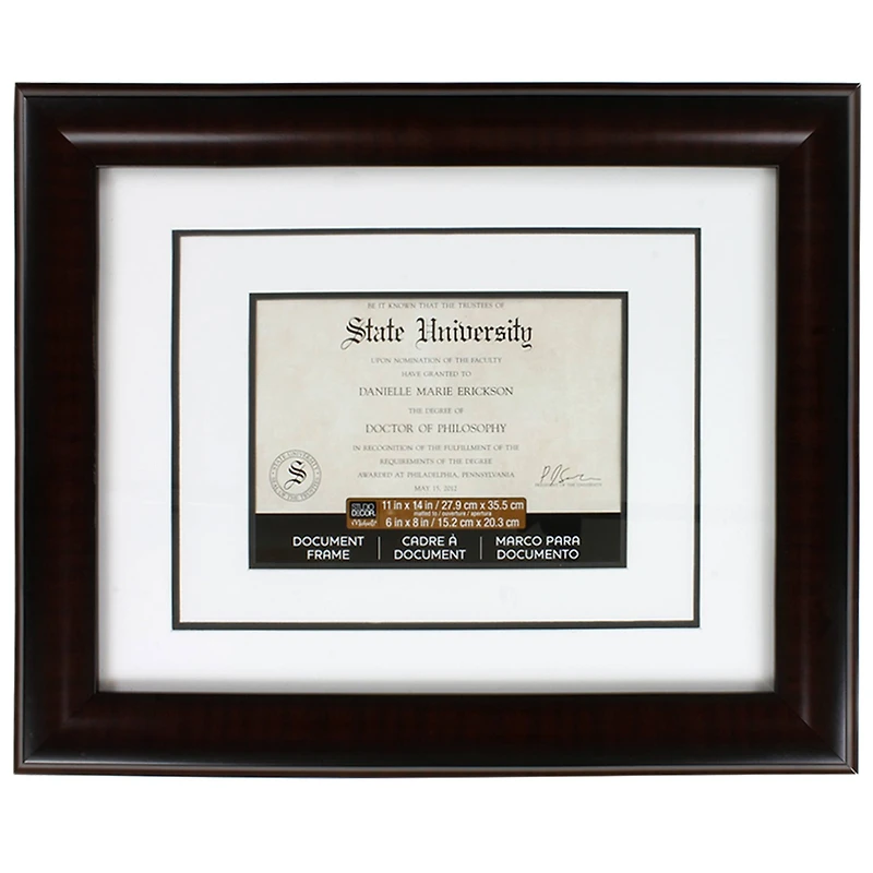 6" x 8" Mahogany Document Frame with Double Mat by Studio Décor®