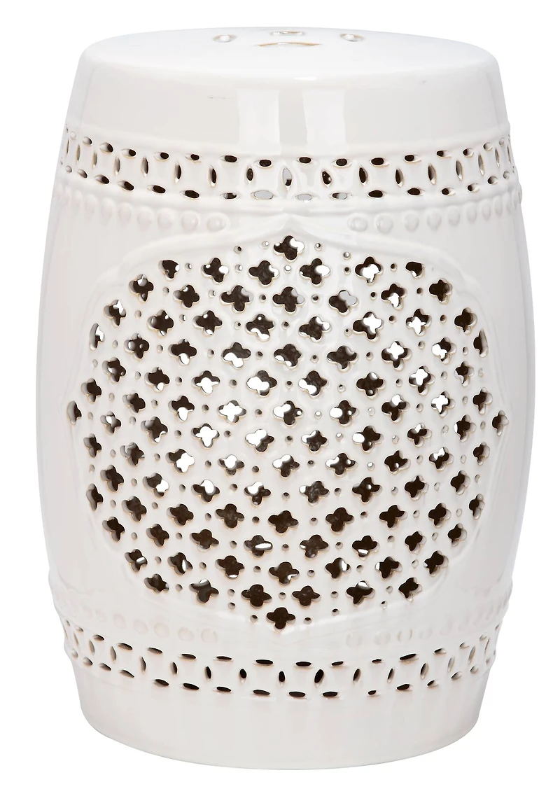 Quatrefoil Garden Stool in Creme