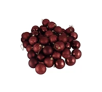24ct Shatterproof 2.5" 4-Finish Ball Ornament, Burgundy