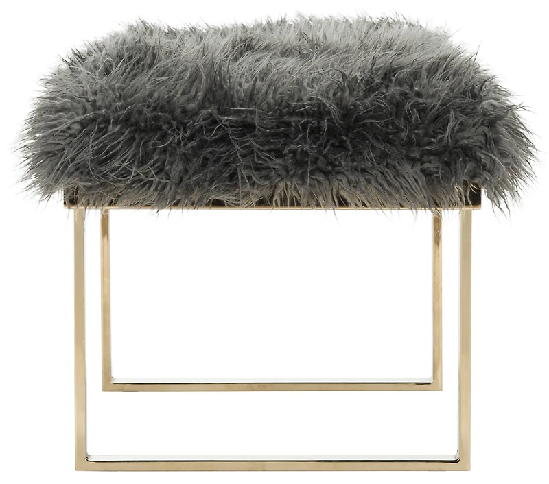 Maia Faux Lamb Bench in White