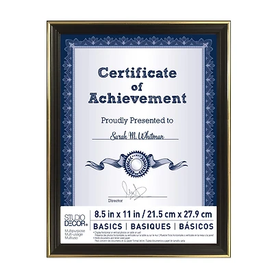Basics 8.5" x 11" Black & Gold Multipurpose Document Frame by Studio Décor®