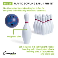 Champion Sports Plastic Bowling Ball & Pin Set