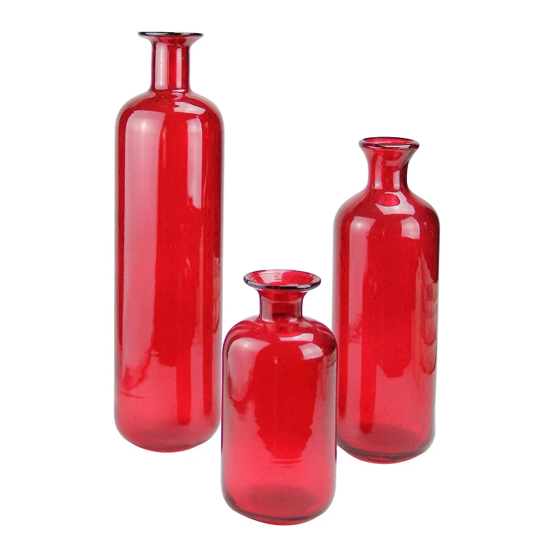 Translucent Candy Apple Red Glass Bottle Set