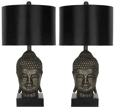Golden Buddha Table Lamp Set in Gold
