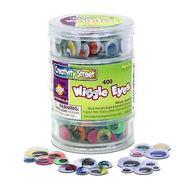 Creativity Street® Assorted Colors Wiggle Eyes with Stacking Storage Containers, Pack of 400