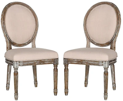 Holloway Oval Side Chair Set of 2 in Beige & Rustic Oak