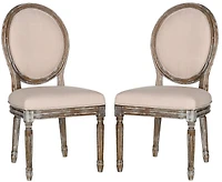 Holloway Oval Side Chair Set of 2 in Beige & Rustic Oak