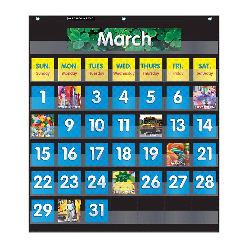Pocket Chart Monthly Calendar Black