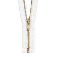 YKK 30" White #5 Brass Open End Zipper
