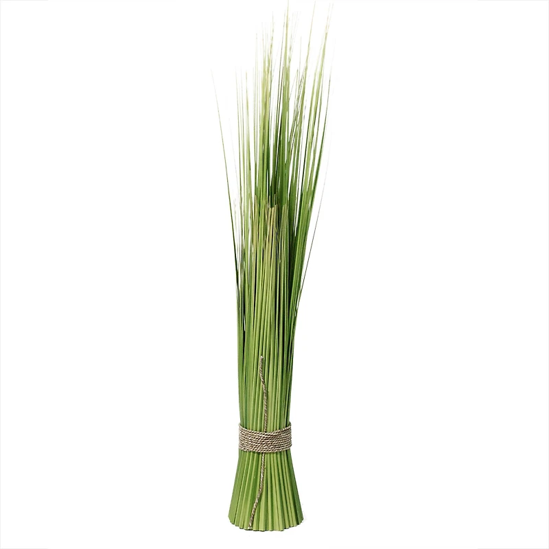 37.75" Green & Yellow Artificial Onion Grass Bundle Wrapped with Tan Rope