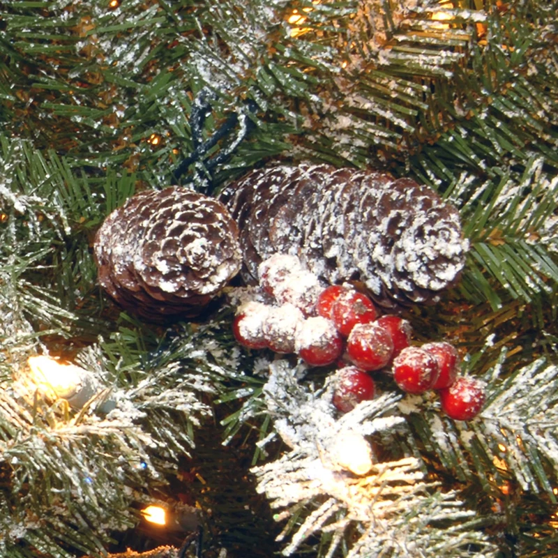 7.5 ft. Pre-Lit Flocked Dunhill® Fir Slim Artificial Christmas Tree, Clear Lights