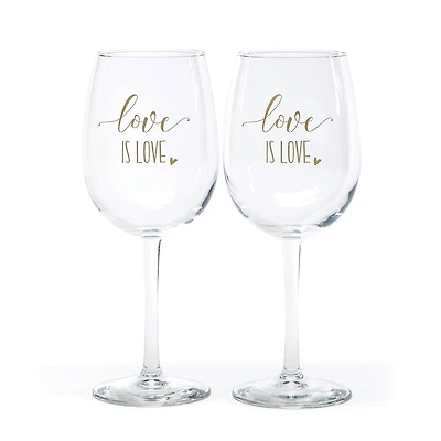 Hortense B. Hewitt Co. Wine Glasses, Love is Love
