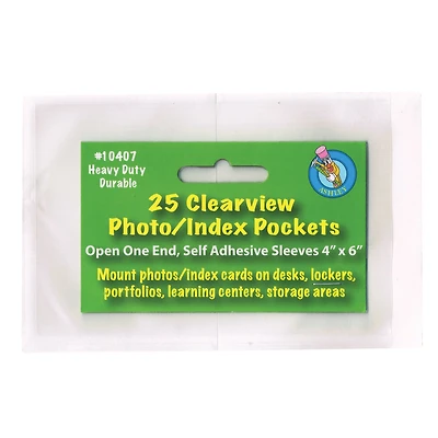 Ashley Productions Photo/Index Card Clear Pockets, 5 Packs of 25