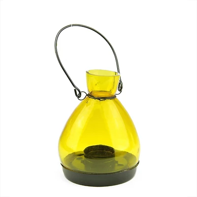 5" Yellow Glass Tapered Bottle Tea Light Candle Lantern