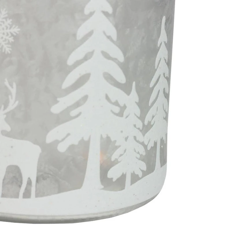 10" Clear Winter Scene Christmas Pillar Candle Lantern