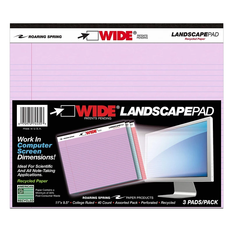 Orchid, Blue & Pink Landscape Legal Pad, Pack of 6