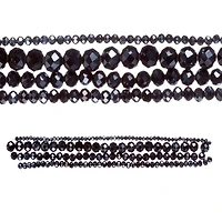 Black Faceted Glass Rondelle Bead Strings by Bead Landing™
