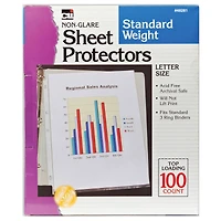 Non-Glare Letter Size Standard Weight Sheet Protectors, Box of 100