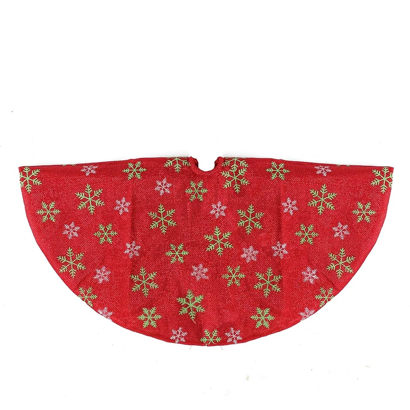 20" Red Metallic & Snowflake Print Mini Tree Skirt