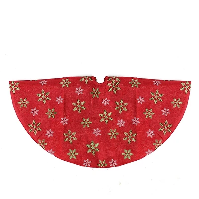20" Red Metallic & Snowflake Print Mini Tree Skirt