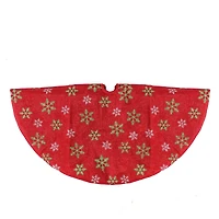 20" Red Metallic & Snowflake Print Mini Tree Skirt