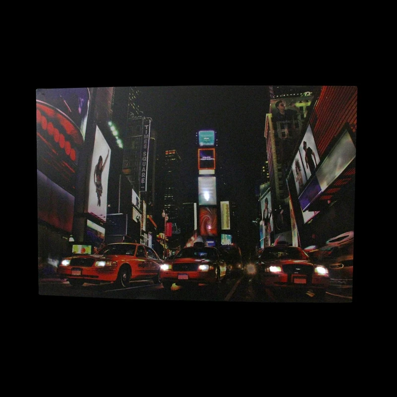 LED Lighted NYC Times Square Broadway Taxi Cabs Wall Art