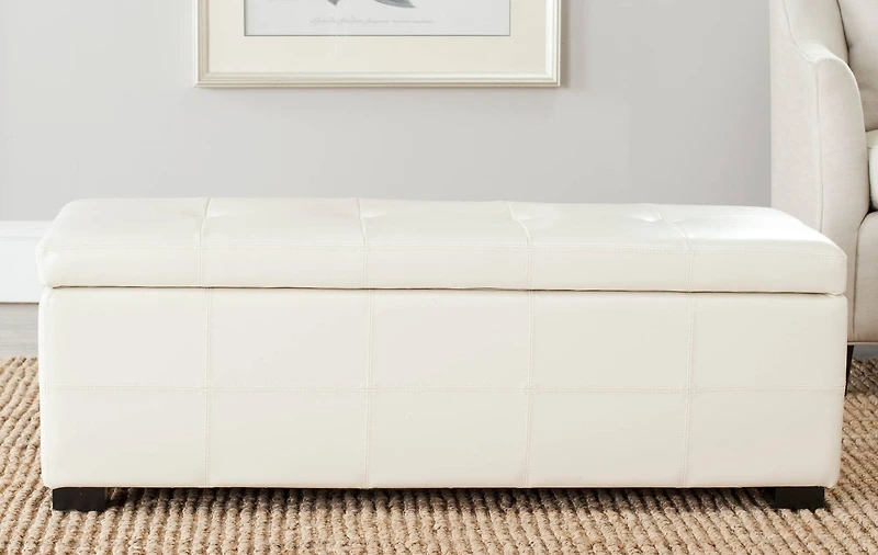 Maiden Large Tufted Storage Bench in Creme