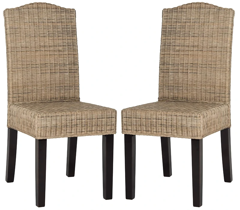 Odette Wicker Dining Chair Set of 2 in Grey