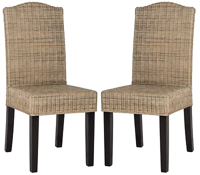 Odette Wicker Dining Chair Set of 2 in Grey