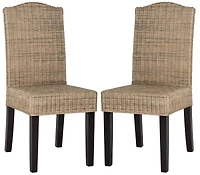 Odette Wicker Dining Chair Set of 2 in Grey