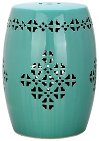 Quatrefoil Garden Stool in Light Blue